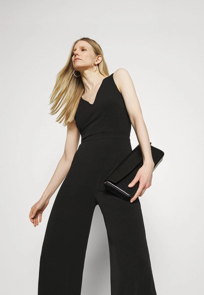 Costumes ANNA FIELD Anna Field Punto Wide Leg Deep V Sleeveless Occasion Jumpsuit Noir Femme | HRW-3766293